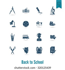 School and Education Icon Set. Flat design style. Vector