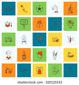 School and Education Icon Set. Flat design style. Vector
