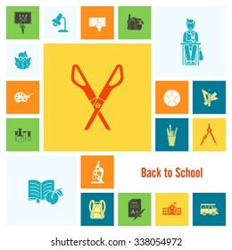 School and Education Icon Set. Flat design style. Vector