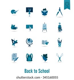 School and Education Icon Set. Flat design style. Vector
