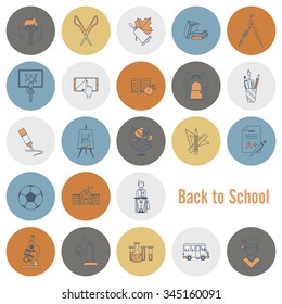 School and Education Icon Set. Flat design style. Vector