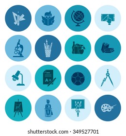 School and Education Icon Set. Flat design style. Vector