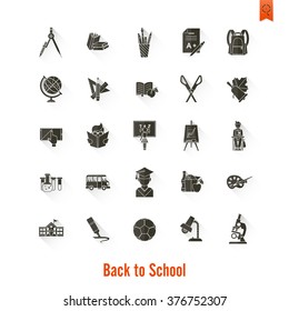 School and Education Icon Set. Flat design style. Vector