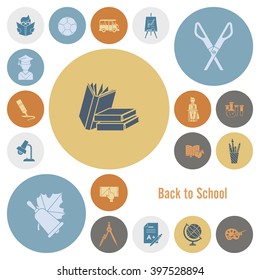 School and Education Icon Set. Flat design style. Vector