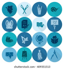School and Education Icon Set. Flat design style. Vector