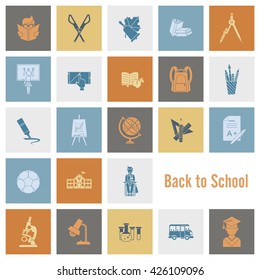 School and Education Icon Set. Flat design style. Vector