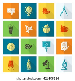 School and Education Icon Set. Flat design style. Vector