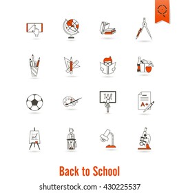 School and Education Icon Set. Flat design style. Vector