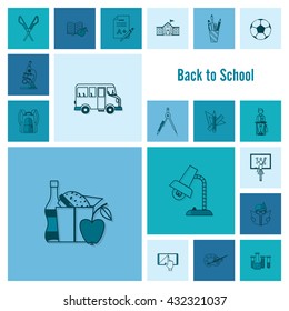 School and Education Icon Set. Flat design style. Vector