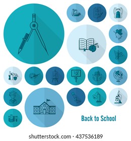 School and Education Icon Set. Flat design style. Vector