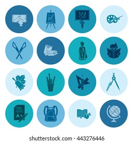 School and Education Icon Set. Flat design style. Vector