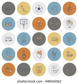 School and Education Icon Set. Flat design style. Vector