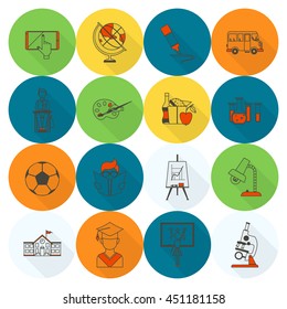 School and Education Icon Set. Flat design style. Vector