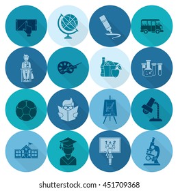 School and Education Icon Set. Flat design style. Vector