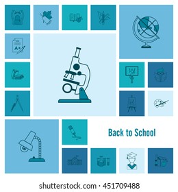 School and Education Icon Set. Flat design style. Vector