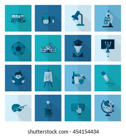 School and Education Icon Set. Flat design style. Vector