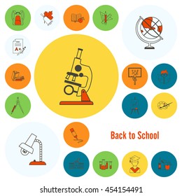 School and Education Icon Set. Flat design style. Vector