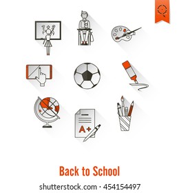 School and Education Icon Set. Flat design style. Vector