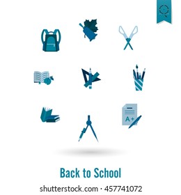 School and Education Icon Set. Flat design style. Vector