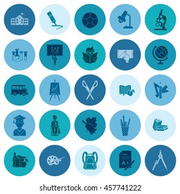 School and Education Icon Set. Flat design style. Vector