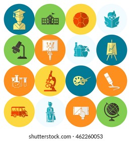 School and Education Icon Set. Flat design style. Vector