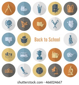 School and Education Icon Set. Flat design style. Vector