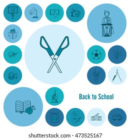 School and Education Icon Set. Flat design style. Vector