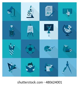 School and Education Icon Set. Flat design style. Vector
