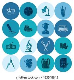 School and Education Icon Set. Flat design style. Vector