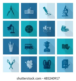 School and Education Icon Set. Flat design style. Vector