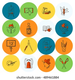 School and Education Icon Set. Flat design style. Vector