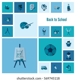 School and Education Icon Set. Flat design style. Vector