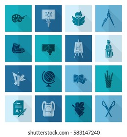 School and Education Icon Set. Flat design style. Vector