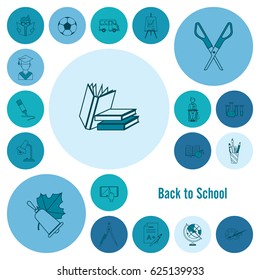 School and Education Icon Set. Flat design style. Vector