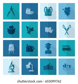 School and Education Icon Set. Flat design style. Vector