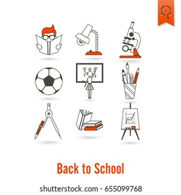 School and Education Icon Set. Flat design style. Vector
