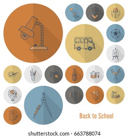 School and Education Icon Set. Flat design style. Vector