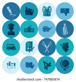 School and Education Icon Set. Flat design style. Vector