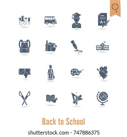 School and Education Icon Set. Flat design style. Vector