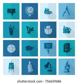 School and Education Icon Set. Flat design style. Vector