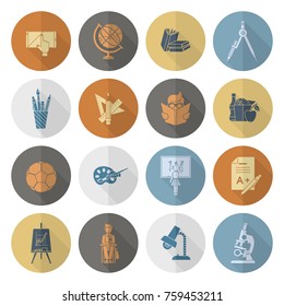 School and Education Icon Set. Flat design style. Vector