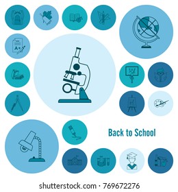 School and Education Icon Set. Flat design style. Vector