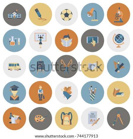 School and Education Icon Set. Flat design style. Vector