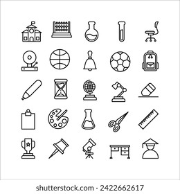 school and education icon set. line icon collection. Containing school icons.