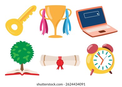 School and Education Icon Set Vector Illustration