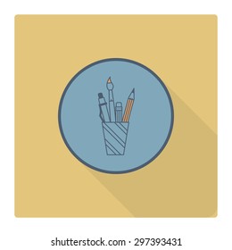 School and Education Icon - supplies. Vector Illustration. Flat design style