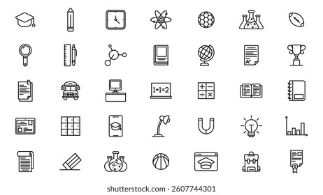 school education icons collection vector design in trendy style