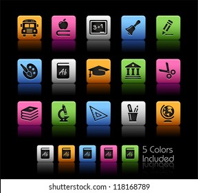 School & Education Icons // Color Box------It includes 5 color versions for each icon in different layers ------