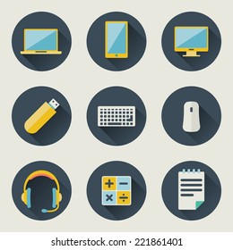 School and education icons flat design vector set 