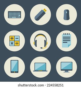 School and education icons flat design vector set 
